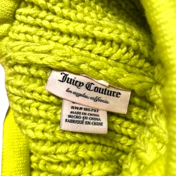 Juicy Couture NWT Chartreuse Green Winter Hat - Picture 2 of 2
